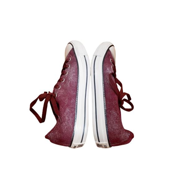 Converse Chuck Taylor All Star Low Top Sneaker In Dark Red/Silver Women's Size 8 - Picture 6 of 8